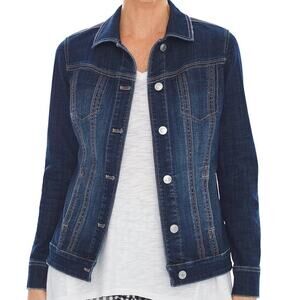 Chico's NWOT Westport Indigo Classic Cut Button Front Stretch Denim Jean Jacket